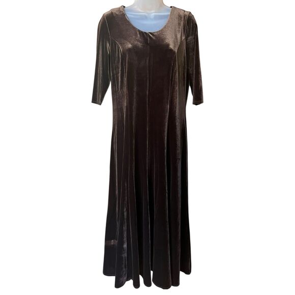 Chadwick's of Boston Brown Velvet Maxi Dress Sz M Fairy Forest Whimsigoth Castle - Picture 12 of 16